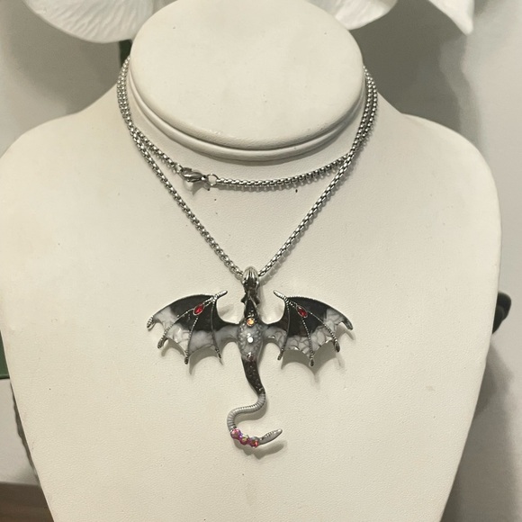 Silver Dragon Pendant Necklace - Picture 7 of 10